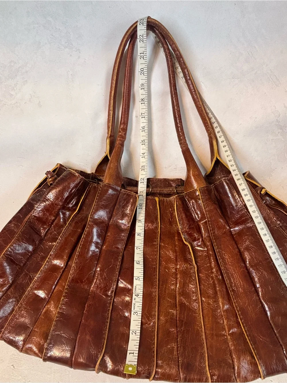Classic Brown Leather Pleated Tote/Purse, Milano Bags, fall, vintage, luxe